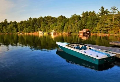 Boat and dock near Port Carling real estate