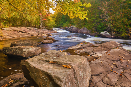 Richie Falls in autumn located in Haliburton County Ontario Canada