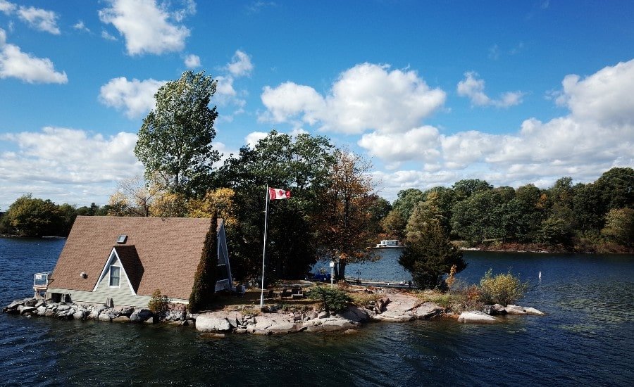View typical of waterfront cottages in Ontario lakefront real estate