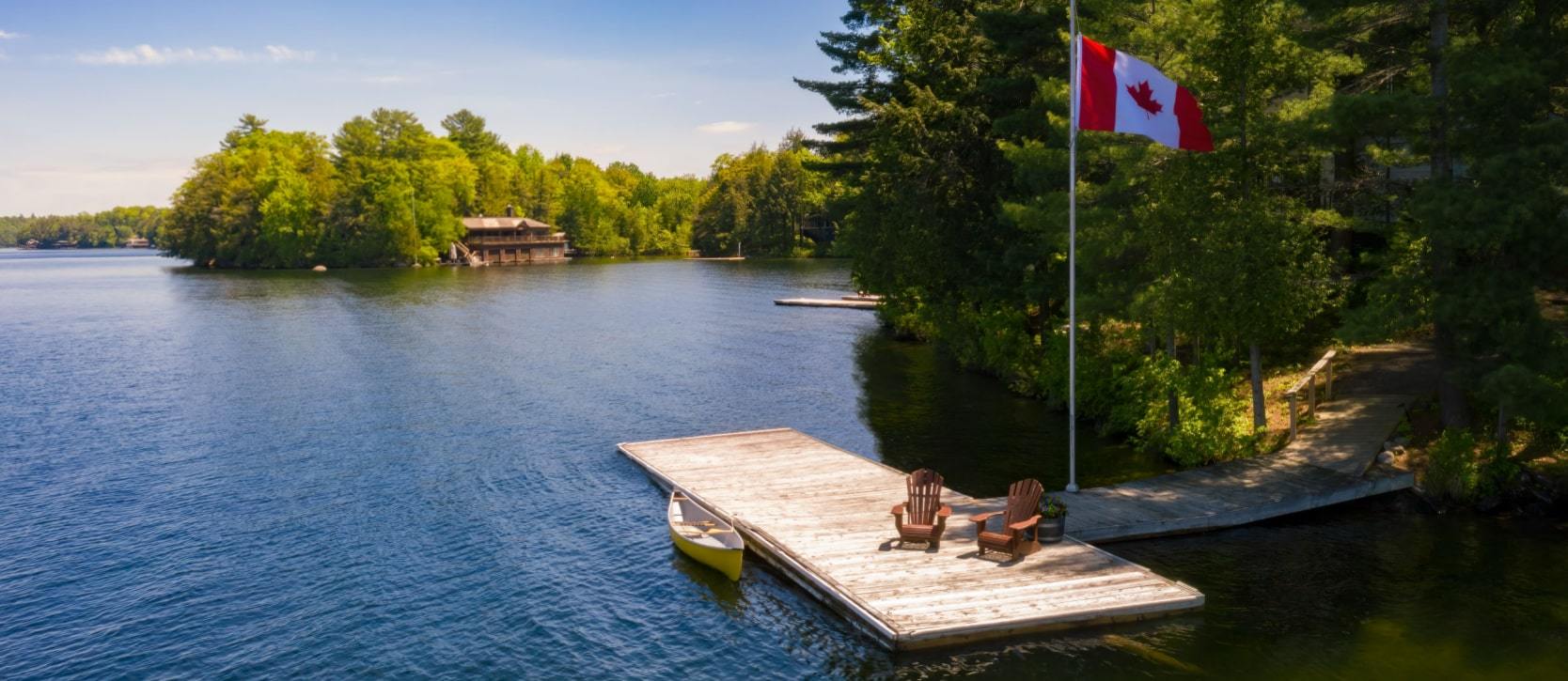 Lake and dock in Muskoka, Ontario