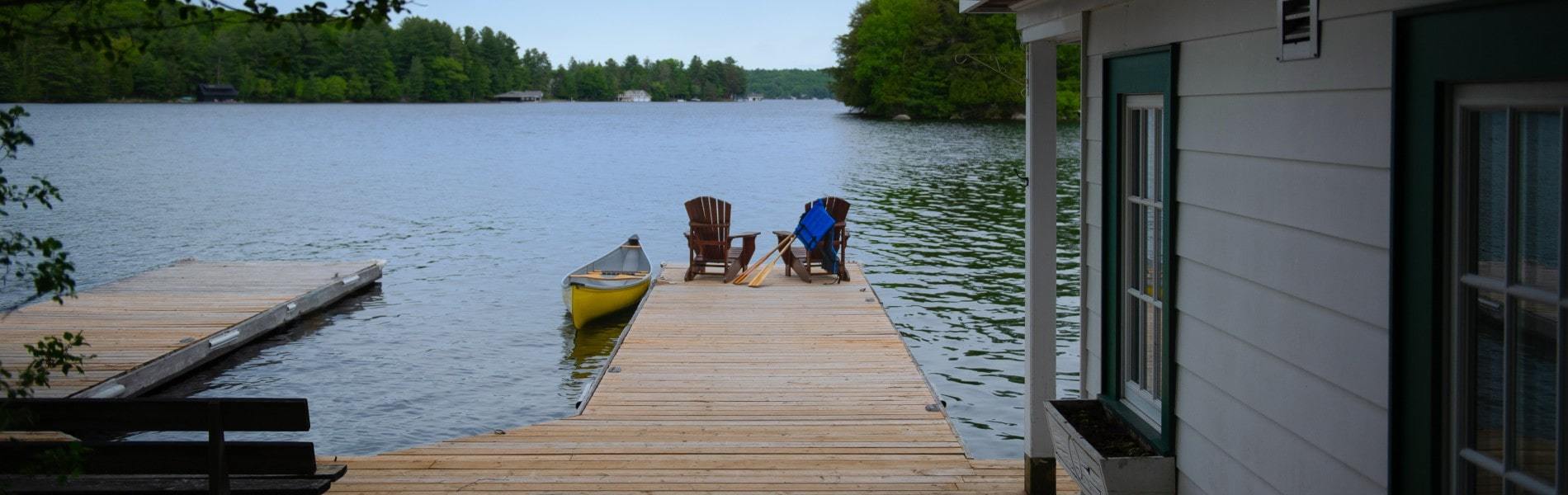 Typical lakeside view from luxury Muskoka real estate