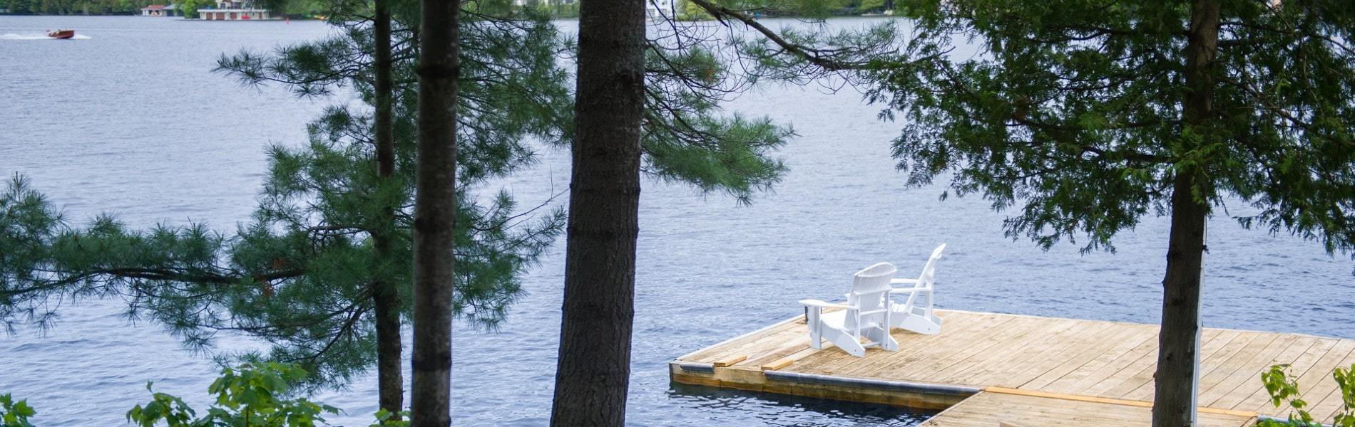 chair on a dock muskoka lake